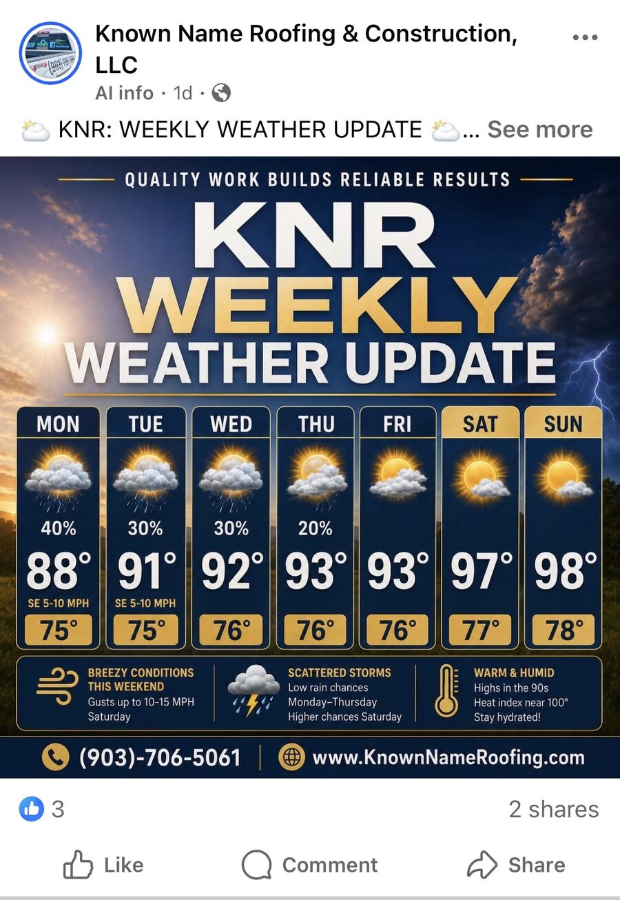Roofing company storm and weather social post